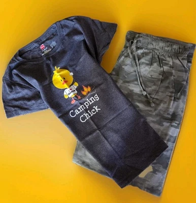 Conjunto de pijama Café Press camping chica camiseta camuflaje pantalones de salón para mujer talla S  Foto 1 de 4