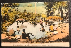 REFRESHMENT Printed French Postcard Scene In The Republic Of Haiti circa 1915 - Picture 1 of 3