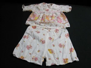 Vintage  Girls Shorts Top Set  White/Pink  Pajamas Sleepwear ~ 8992 - Picture 1 of 7