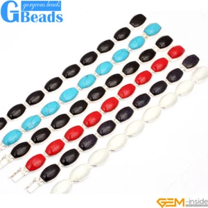 Assorted Stones Tibetan Silver Plated Tennis Link Bracelet 7" Xmas Gift - Picture 1 of 21