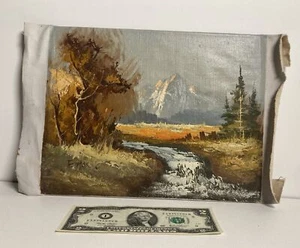 Vintage Original Small Gem Miniature Oil Painting Impressionist Canvas -Signed - Picture 1 of 11