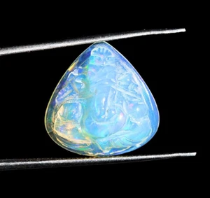 Herzform Schnitzerei Lord Ganesha natürlicher Welo Opal Stein für Schmuckherstellung - Bild 1 von 6