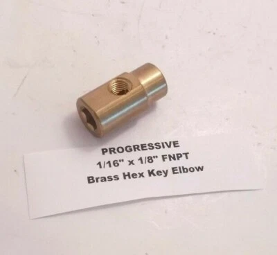 PROGRESSIVE 1/16" x 1/8" FNPT Brass Hex Key Elbow - Hex Size 5/16" - (HKL1618)   - Image 1 of 4