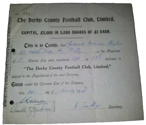 1947 Derby County Football Club Share Certificate No 776 - Picture 1 of 1