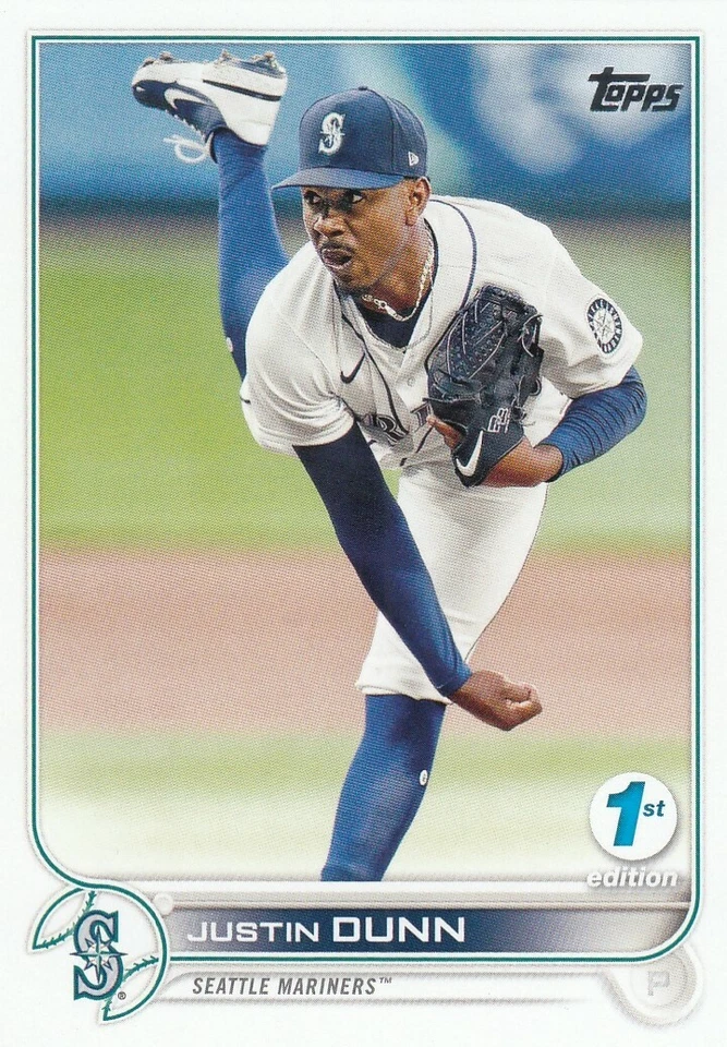 JUSTIN DUNN TOPPS FIRST 1ST EDITION BASE SEATTLE MARINERS #185 2022 22 - Image 1 of 1