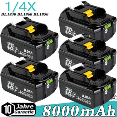FÜR MAKITA 4x 18V 8Ah para Makita Batería BL1860B Indicador LED 197422 BL1850B BL1830 DE