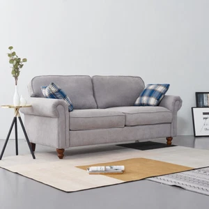 Luxury 2, 3 Seater Linen Fabric Couch Sofa Armchair with 2 Pillows Living Room - Picture 1 of 78