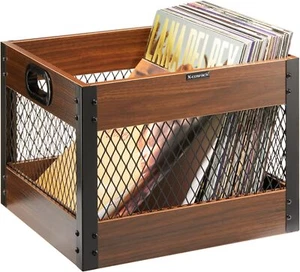 X-cosrack Vinyl Record Storage Crate, Wooden Lp Album Shelf Vinyl Stor - Picture 1 of 8