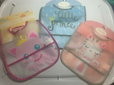 Baby Bibs For Boys & Girls Nwt By Angel Of Mine & Baby Lounge Pink Cats Or Blue  • 3.25$