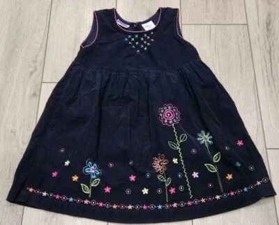 BLUEBERI Boulevard Girls Size 5 Navy Floral Embroidery Dress Sleeveless Jumper - Image 1 of 4