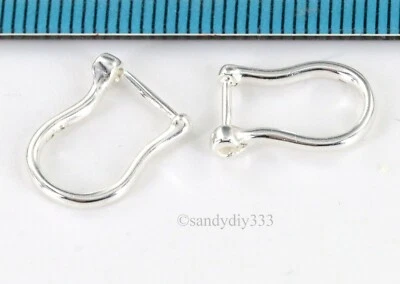 2x STERLING SILVER OVAL HOOP EAR WIRE DANGLE EARWIRE EARRINGS 13.6mm N804 - Image 1 of 3