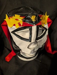 Black Luchador Mask Wrestling Mask LUCHA LIBRE Mexicana Adult White, Red, Yellow - Picture 1 of 5