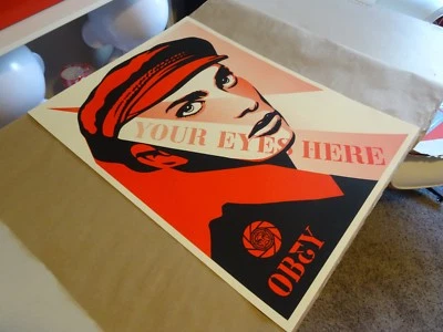 RARE 2010 Obey Giant Your Eyes Here ART PRINT POSTER AP Shepard Fairey - 18 X 24 - Image 1 of 4