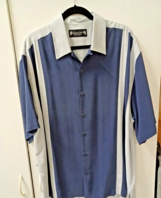 Jamaica Jaxx Timeless Classic XL 100% Silk Blue/Gray Short Sleeve Shirit - Изображение 1 из 4