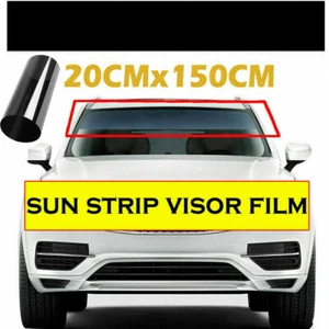 Car Sun Visor Strip Tint Film Front Windshield UV Shade Banner Accessories Black - Picture 1 of 12