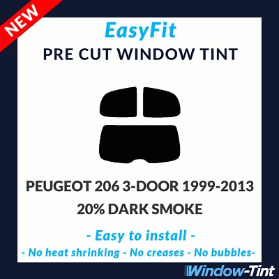 EasyFit Static Pre Cut Window Tint For Peugeot 206 3-door 99-13 - 20% Dark Rear - Image 1 of 3