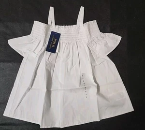 NEW Polo Ralph Lauren Kids Girls Size 7 White Top Shirt Spaghetti Strap Blouse - Picture 1 of 4