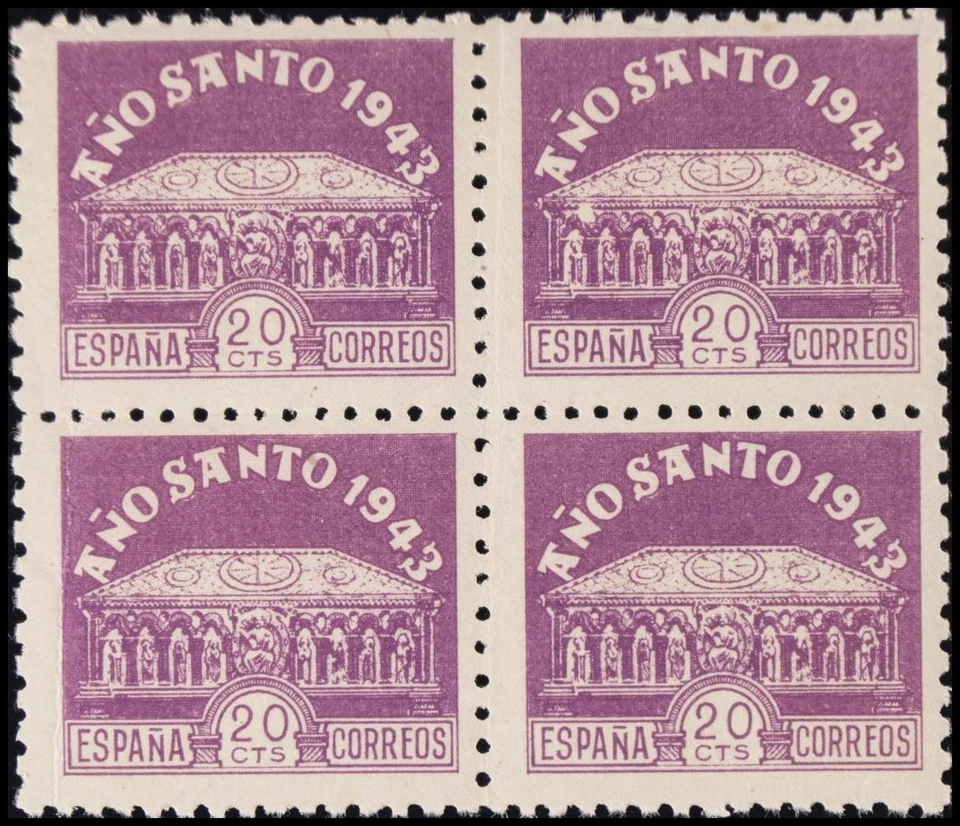 Centenário 1º e 2º ND. ** MNH 967(4). 1944. 20 cts lilás, bloco de quatro. MAGNIF - Imagem 1 de 1