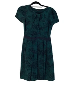 NWT Cynthia Steffe Dark Green Dress Size 4 Floral Print Silk Pleated $275 - Picture 1 of 8