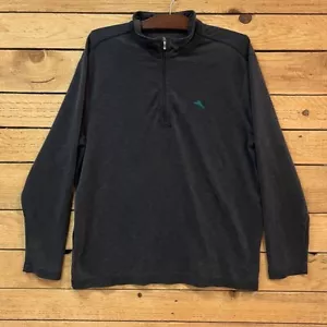 Tommy Bahama Tobago Bay 1/2 Zip Sweatshirt Mens Sz XL Gray Stretch Pullover - Picture 1 of 9