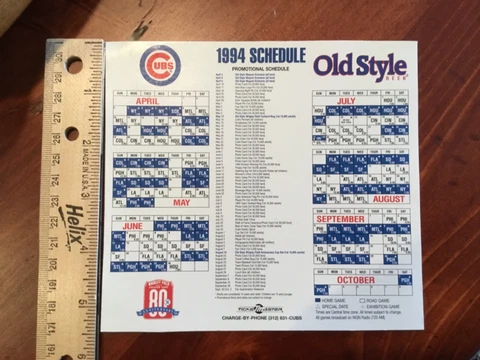1994  Chicago Cubs  80th Anniversary of Wrigley Field Cubs game schedule magnet! Cover