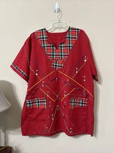 African Style Red Beaded Shirt - Picture 1 of 6