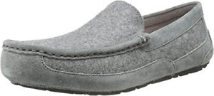 NEW UGG AUSTRALIA 3233 ASCOT LINED METAL GRAY SUEDE WOOL SLIPPERS SIZE 9 