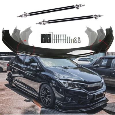 For Honda City 2010-22 Front Bumper Lip Part Accessories Splitter+Spoiler Body Foto 1 de 4