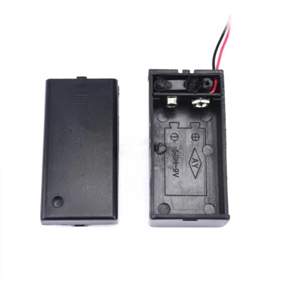 With Wires Holds 1 PP3 Battery 9V Enclosed Battery Holder Box Case ON/OFF Switch - Image 1 of 3