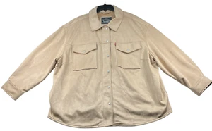 Levis Coat Womens Plus size 4X Beige Faux Suede Zip Up Snap Button Shacket New - Picture 1 of 8