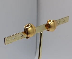 Signed Monet Gold Tone Dome Clip Earrings, 1980s - Picture 1 of 4