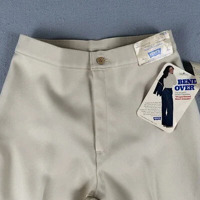 Pantalones de vestir vintage años 70 Levi’s para mujer 14 beige ancho tiro alto elástico gabardina Foto 1 de 4