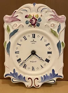 Porcelain Junghans Wall Clock Hand Painted. Quartz Floral Signed Tested - Picture 1 of 10
