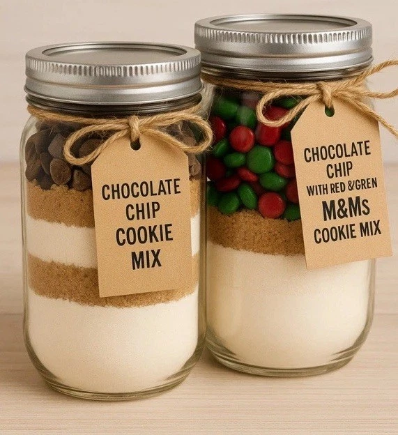Праздничная банка для печенья смесь шоколадная крошка или рождественская смесь M&M масонская банка подарочная коробка - Изображение 1 из 4