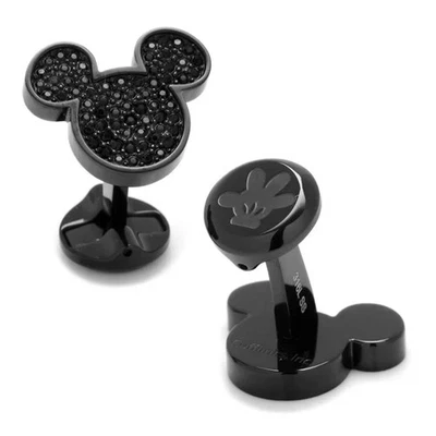 Gemelos Disney Mickey Mouse de acero inoxidable negro pavé cristal Foto 1 de 4