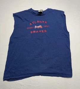 Atlanta Braves XL Vintage Cutoff Sleeveless Shirt Blue MLB Tee Y2K Style - Bild 1 von 6