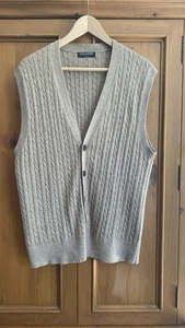 Kallspin Sweater Vest Mens L Cable Knit Button Wool Viscose Blend Brown Outdoor - Picture 1 of 9