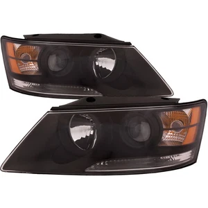 Headlight Pair For Hyundai Sonata 09-10 Halogen Black Headlamp Set - Bild 1 von 8