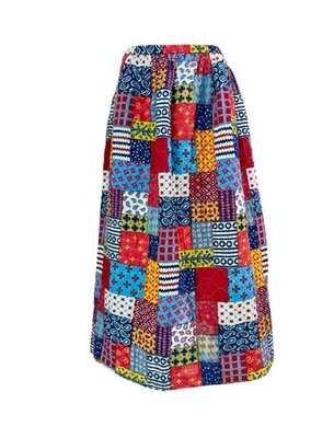 Vintage 70s PATCHWORK Print Cotton Quilted Maxi Skirt M Colorful Hippie Boho - Image 1 of 4