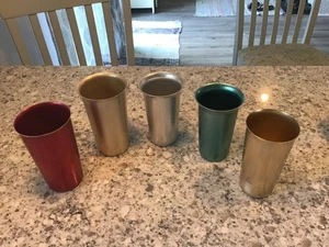 Lot of 5 Vintage Multicolor Aluminum Drinking Glasses Thames-West Bend-Zephyr-UB - Picture 1 of 8