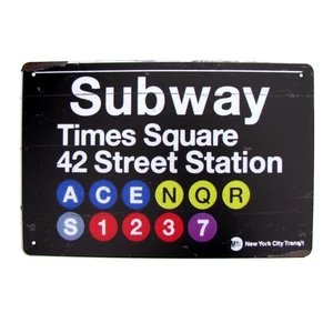 Retro Metall NYC Times Square U-Bahn Schild New York City Männerhöhle Bar Pub Dekor - Bild 1 von 5