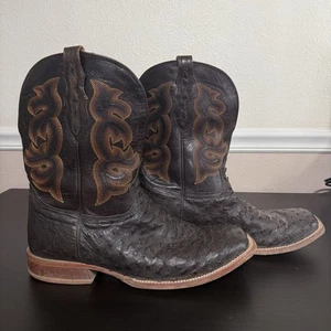 Tony Lama Full Quill Ostrich Gr. 14 EE braun schwarz eckige Zehenpartie Stiefel TL5354 Weite - Bild 1 von 14