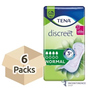TENA Discreet Normal Thin Incontinence Pads for Women - 355ml - 6 Packs of 12 - Picture 1 of 6