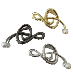 Faux Pearl Hair Claw Musical Note Shape Hair Clips Hairpins Women - Picture 1 of 15