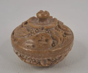 Jabonera china vintage tallada a mano con tapa hermosa hecha a mano en China - Imagen 1 de 17