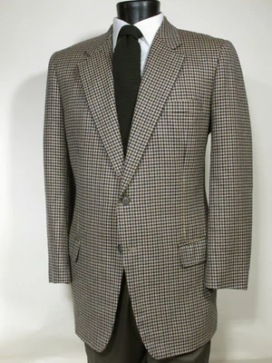 定制手工制作棕色猎犬牙齿粗花呢运动外套 43 - 44 L 羊毛全帆布 — 第 1/4 张图片