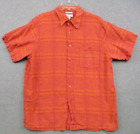 Ron Chere Skin Shirt XL Mens Button Washable Linen Orange Short Sleeve Pocket