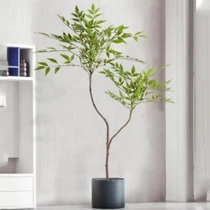 110 cm 2 tenedores plantas artificiales grandes rama de árbol de bambú falso plástico Nandina Le - Imagen 1 de 9