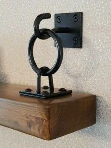 2x Hook+Chain Black Rustic Floating/Hanging Shelf Brackets With MULTIBUY Options - Picture 1 of 11