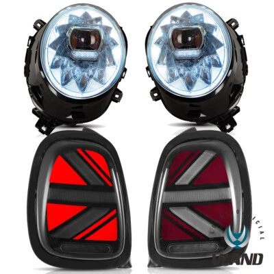 For 2014-2018 Mini Cooper F56 VLAND Headlights+Smoked Tail Light Animation 2Sets - Image 1 of 4